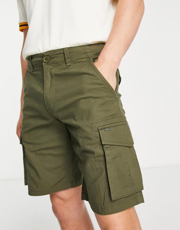 Only & Sons Ripstop Cargo Shorts In Khaki Green-gray
