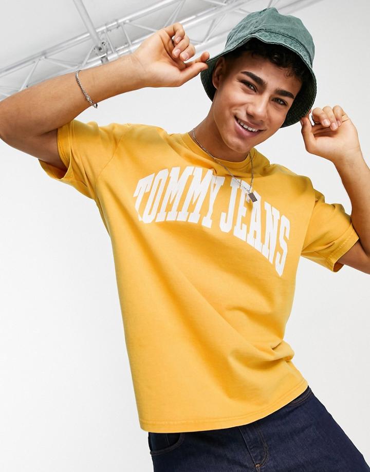 Tommy Jeans Collegiate Logo Oversized T-shirt In Yellow