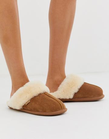 Just Sheepskin Mule Slippers-tan