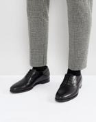 Hugo By Hugo Boss Pathos Burnished Leather Toe Detail Oxford Shoes In Black - Black