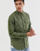 Ps Paul Smith Relaxed Fit Taped Shirt In Khaki-green