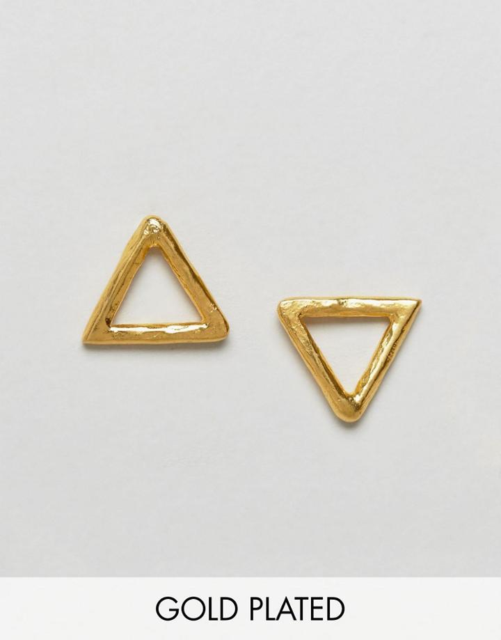 Ottoman Hands Open Triangle Stud Earrings - Gold