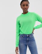 Asos Design Fine Knit Crop Sweater - Green