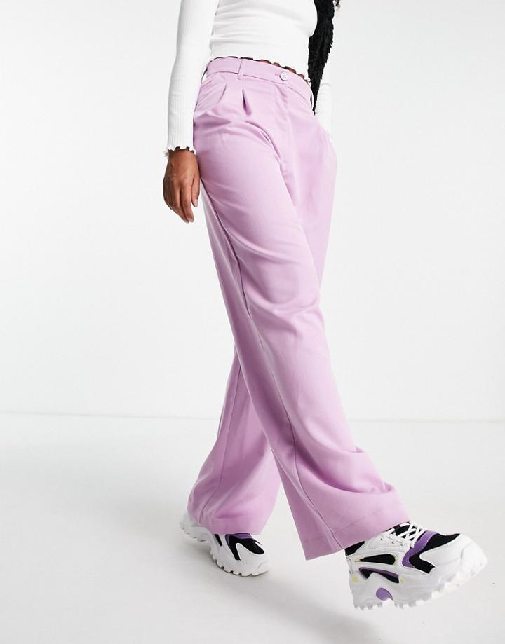 Monki Wide Leg Trousers In Pink
