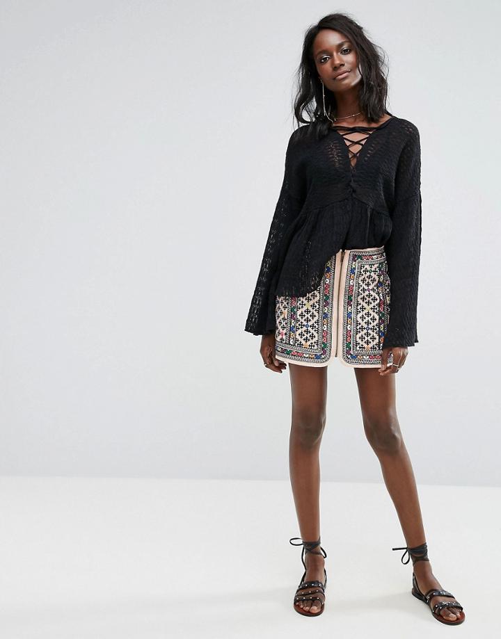Majorelle Embroidered Port Skirt - Multi