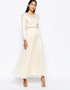 Rare Opulence Maxi Dress With Spike Embellishment - Cream