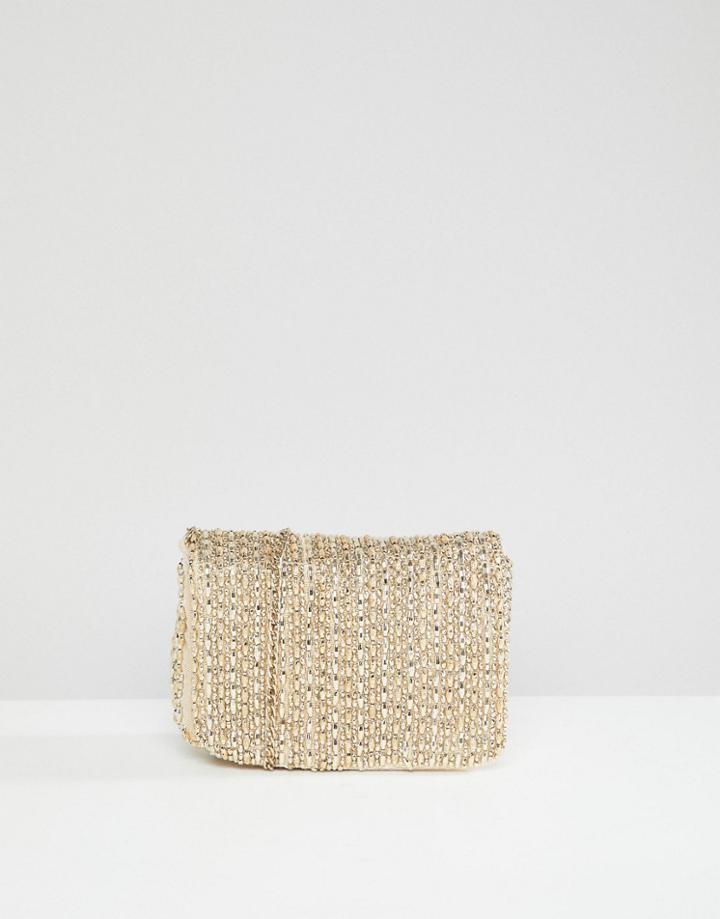 New Look Beaded Chain Shoulder Bag - Gold