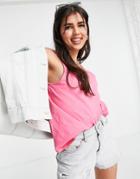 Asos Design Ultimate Cotton Scoop Neck Tank Top In Hot Pink - Pink