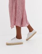 Truffle Collection Lace Up Espadrille-white