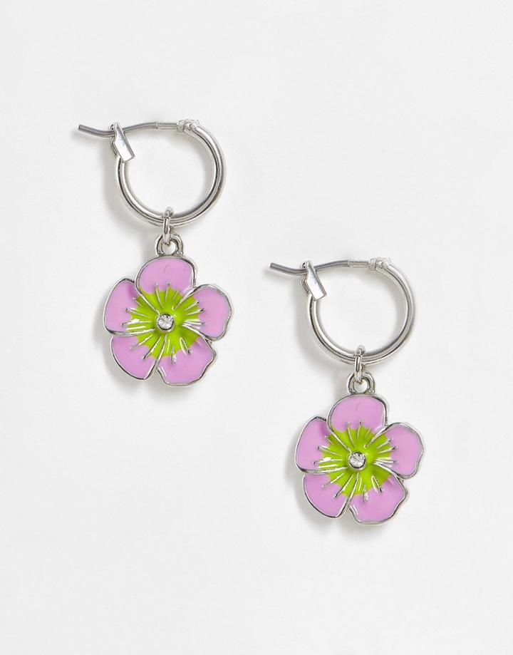 Reclaimed Vintage Inspired Unisex Hibiscus Earrings-silver