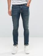 Asos Design Super Skinny Jeans In Dark Blue Wash - Blue