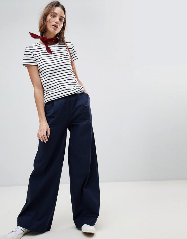 People Tree Cotton Wide Leg Pants - Navy