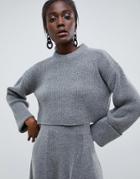 Asos White Cropped Sweater Two-piece - Gray