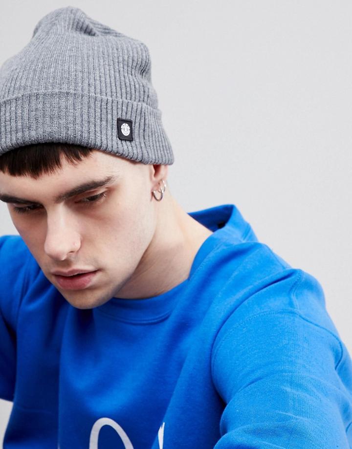 Element Ribbed Beanie In Gray - Gray