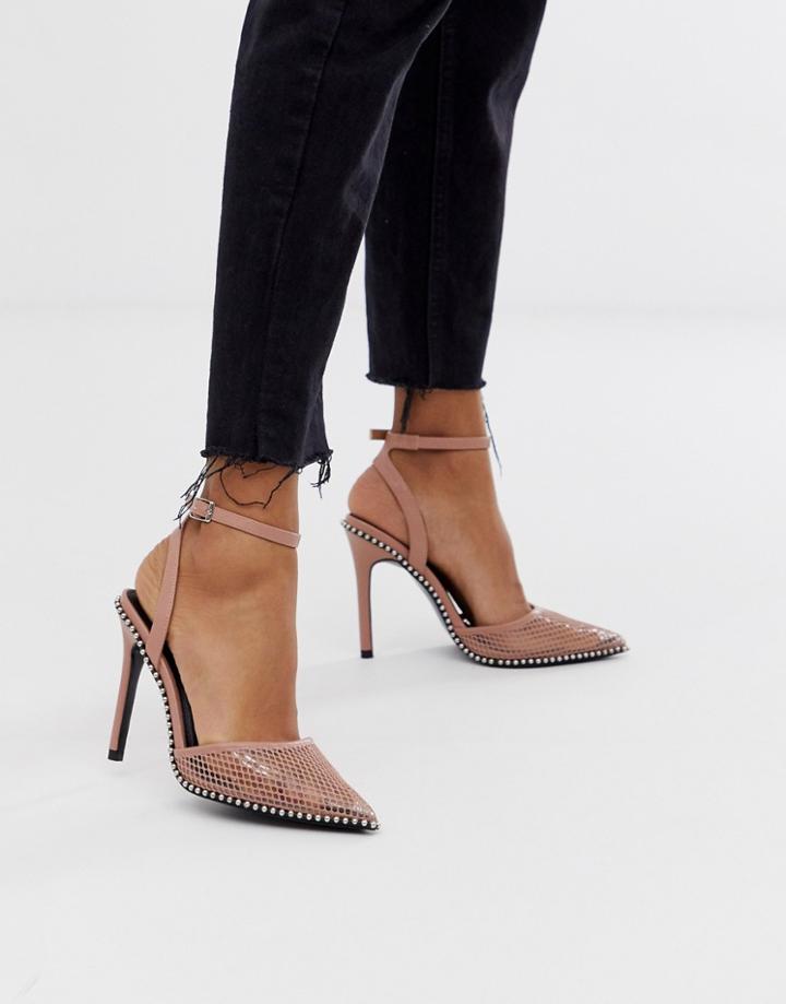 Asos Design Pixie Pointed High Heels With Studs-pink