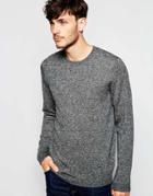 Asos Merino Crew Neck Sweater - Black And Gray Twist