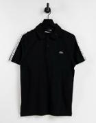 Lacoste Taped Sleeve Polo In Black