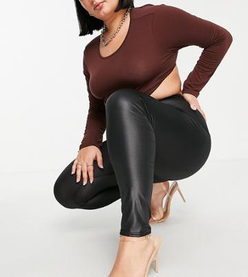I Saw It First Plus Leather Look Leggings In Black