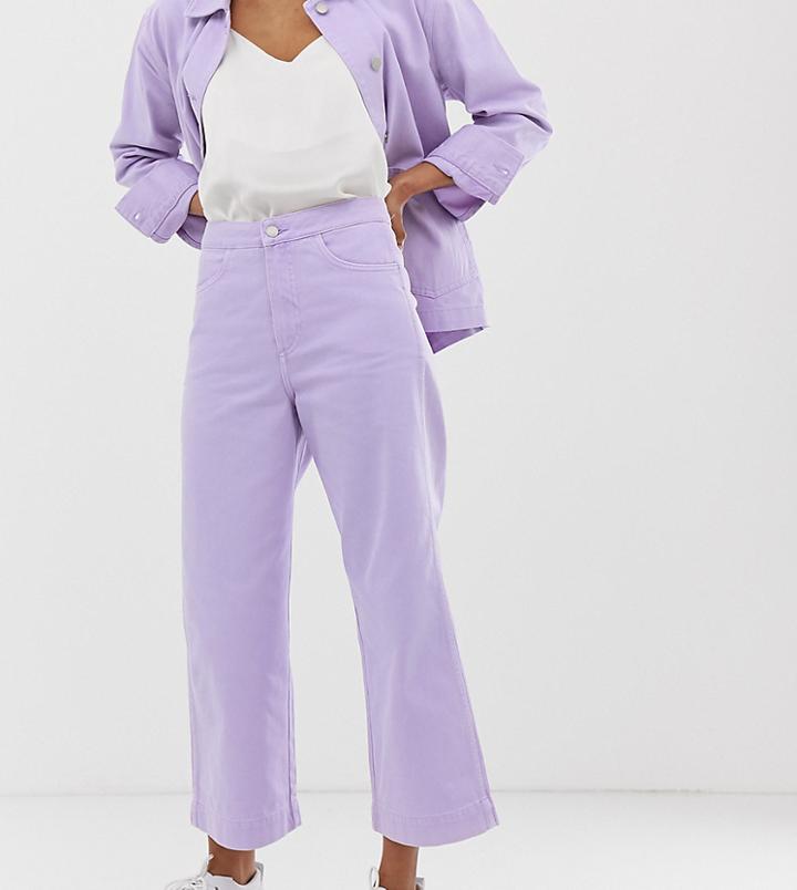 Weekday Wide Leg Cropped Jeans In Lilac - Purple