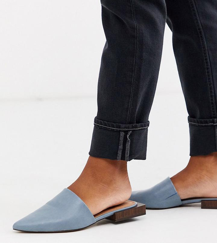 Asos Design Wide Fit Magic Flat Mules In Blue