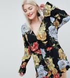 Boohoo Plus Floral Romper - Black