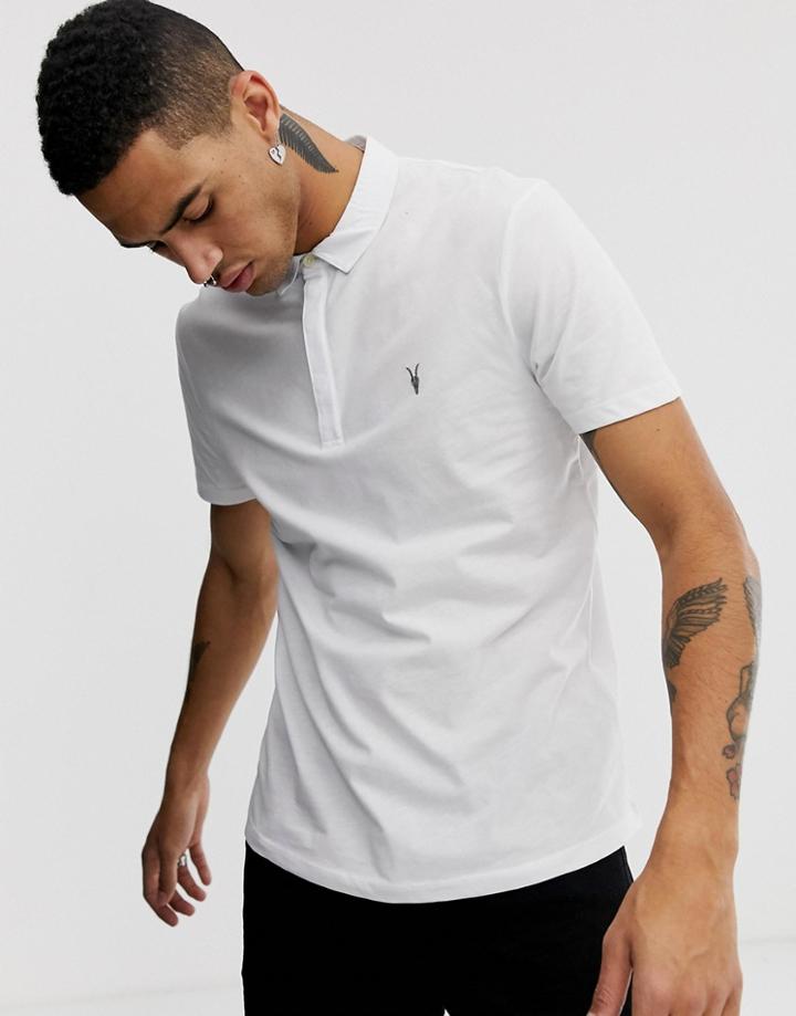 Allsaints Suspender Ramskull Logo Polo Shirt In White