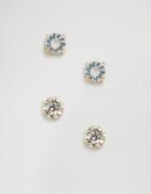 Asos Crystal Stud Earring Pack In Gold - Gold