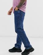 Asos Design Straight Fit Jeans In Flat Mid Blue