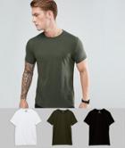 Asos Design T-shirt With Crew Neck 3 Pack Save - Multi