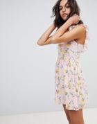 Moon River Ditsy Floral Ruffle Mini Dress - Pink