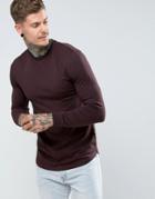 Asos Longline Lightweight Muscle Sweatshirt - Red