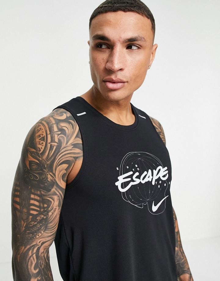 Nike Running Wild Run Escape Miler Tank In Black