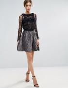 Y.a.s Velvene Plisse Mini Skirt - Silver