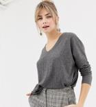 New Look Brushed Rib Top In Dark Gray