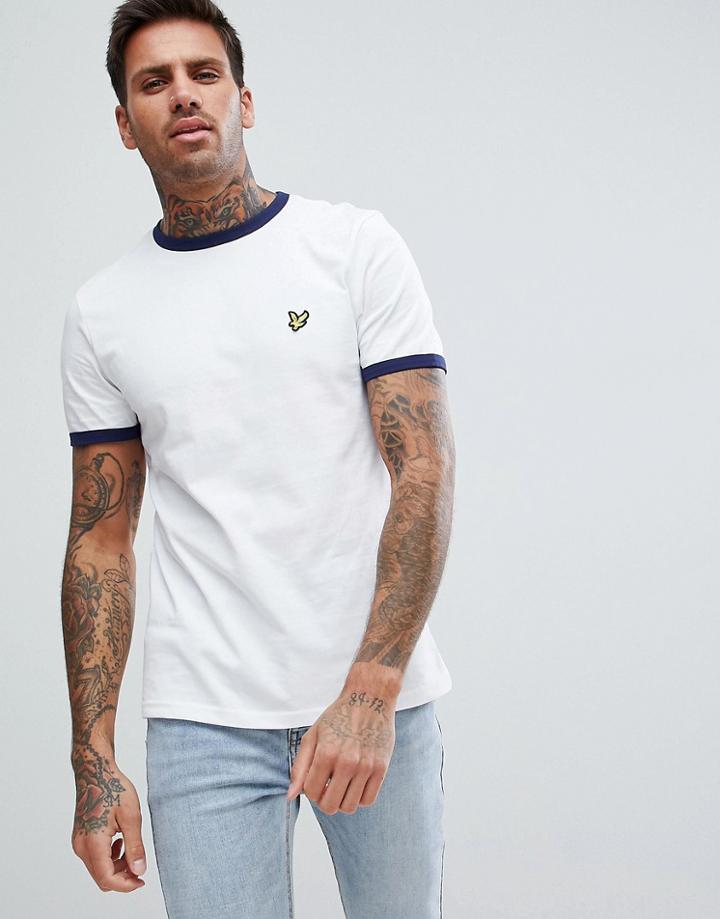 Lyle & Scott Crew Neck Ringer T-shirt In White - White