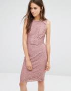 Warehouse Lace And Ruffle Dress - Pink