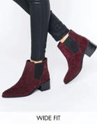 Asos Reality Wide Fit Suede Ankle Boots - Red