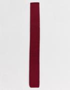 Twisted Tailor Knitted Tie With Square End In Burgundy-red