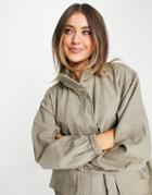 Asos Design Linen Oversized Jacket In Brown