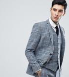 Heart & Dagger Skinny Suit Jacket In Harris Tweed In Check - Gray
