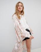 Rahi Cali Floral Kimono In Silk Burnout - Pink