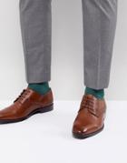 Asos Derby Shoes In Tan Leather With Diamond Emboss Panel - Tan