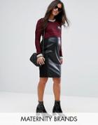 Supermom Over The Bump Leather Look Skirt - Black