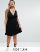 Asos Curve Halter Mini Dress - Black