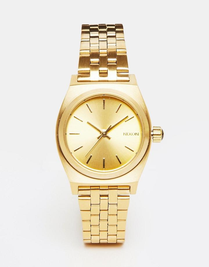Nixon Small Time Teller Gold Watch