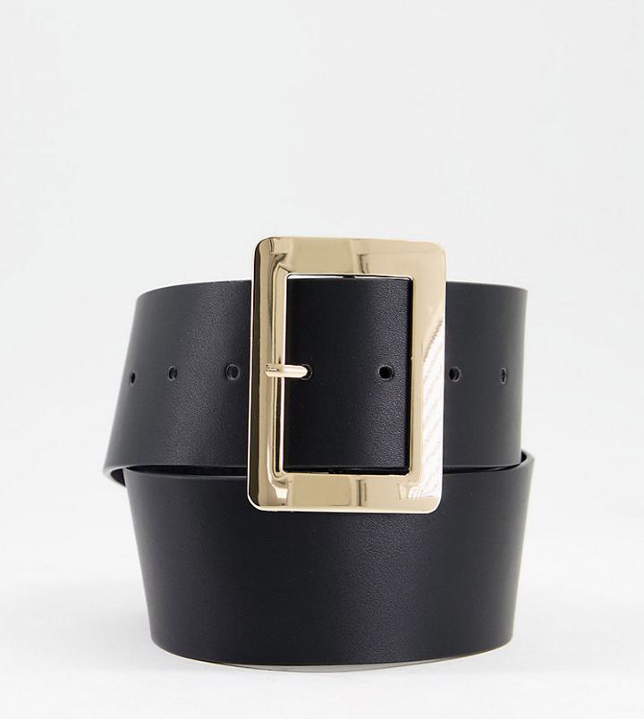 Glamorous Exclusive Waist & Hip Blazer Belt In Recycled Black Pu With Square Gold Buckle
