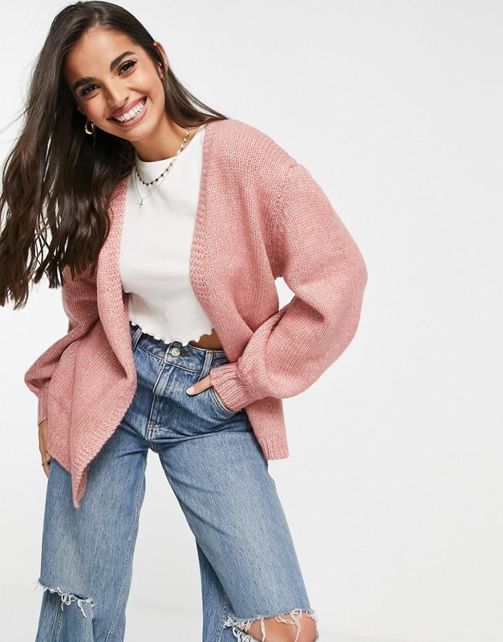 Asos Design Chunky Oversized Cardigan In Dusky Pink
