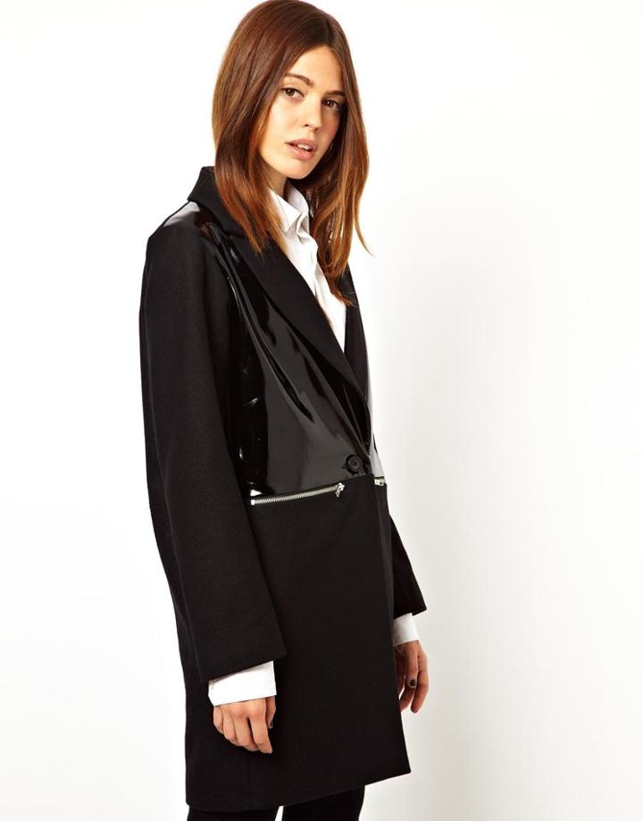 Asos Patent Zip Detail Coat