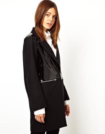 Asos Patent Zip Detail Coat