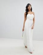 Lipsy Bridal Multiway Allover Lace Maxi Dress With Sash Belt-white